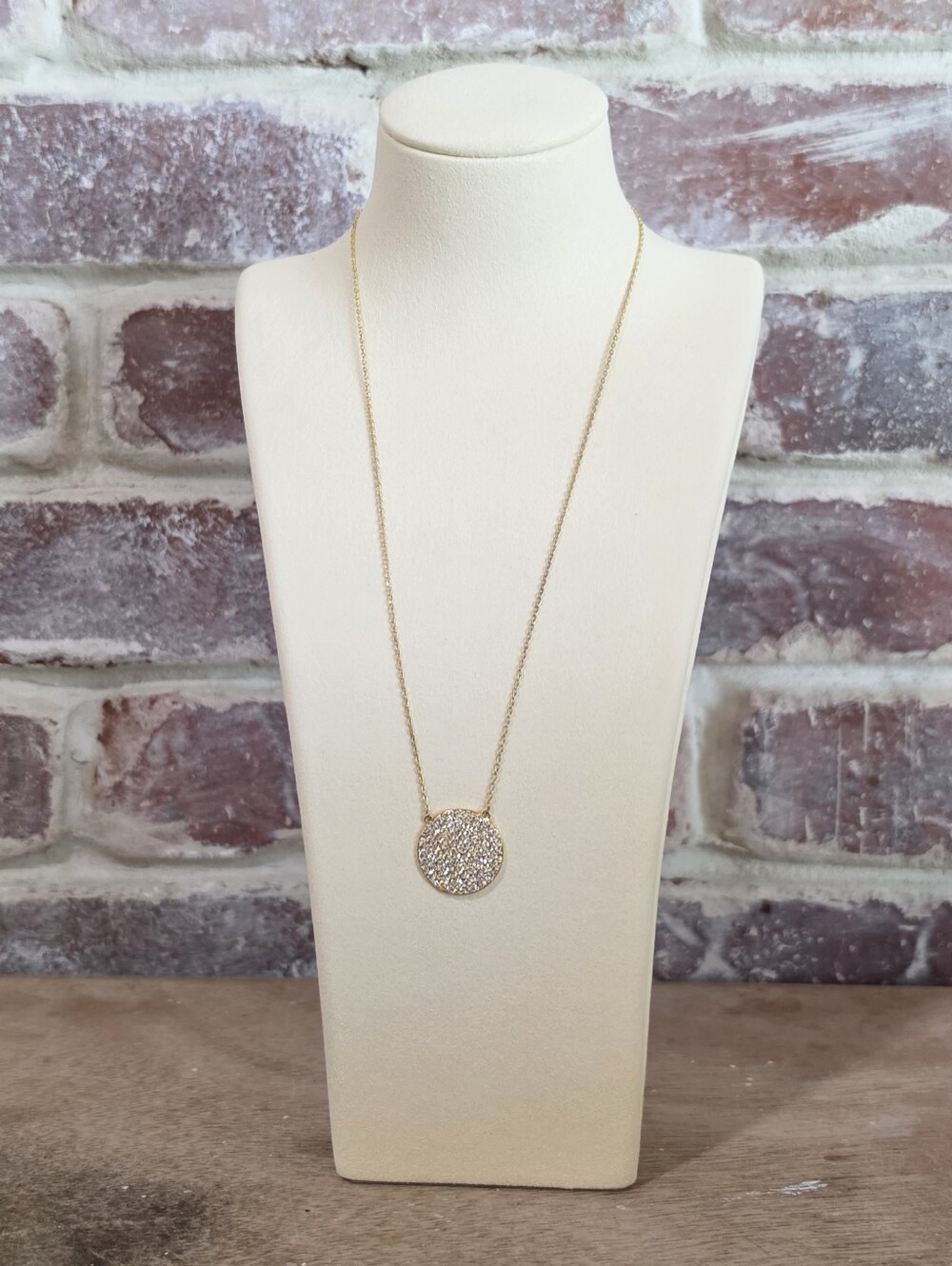 Touchstone Crystal by Swarovski
Gold DiscPavé Pendant Necklace